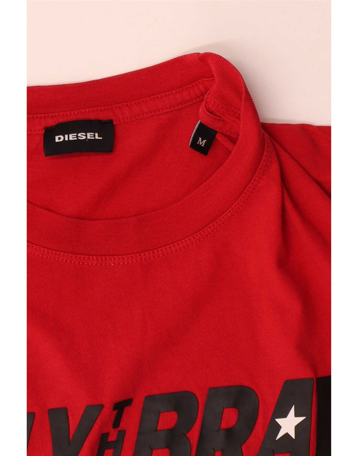 Diesel Herren Grafik-T-Shirt-Oberteil aus mittelroter Baumwolle