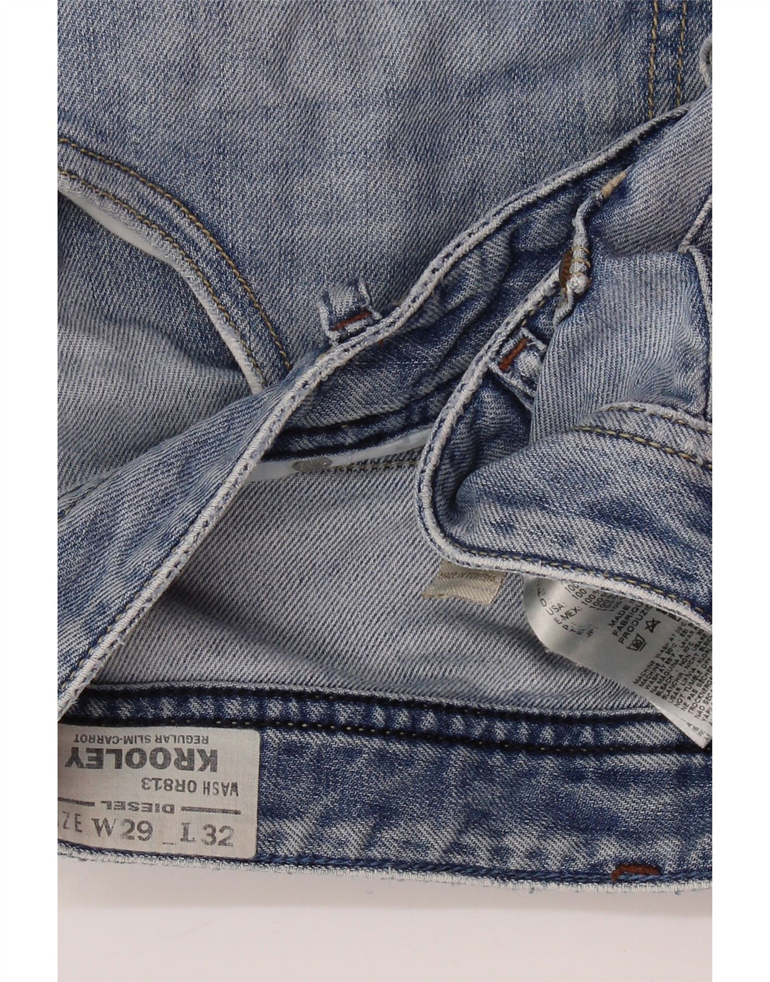 DIESEL Herren Krooley Regular Carrot Slim Jeans W29 L32 Blaue Baumwolle