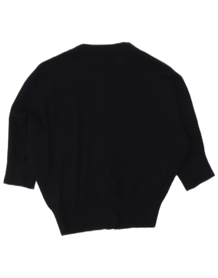 Max & Co. Damen-Strickjacke mit 3/4-Ärmeln, UK-Größe 14, mittelschwarze Wolle