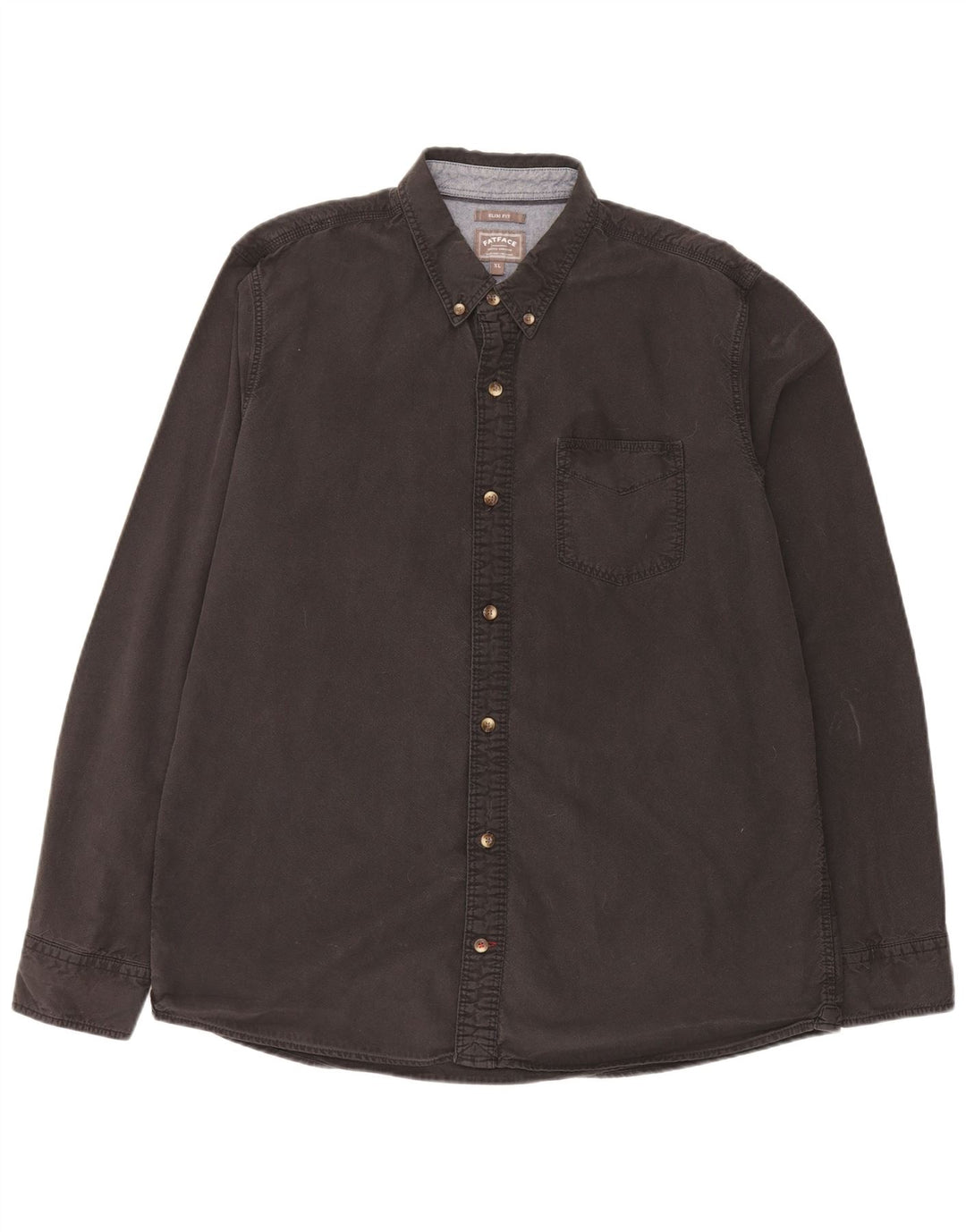 Fat Face Herren Slim Fit Hemd XL Schwarz Baumwolle