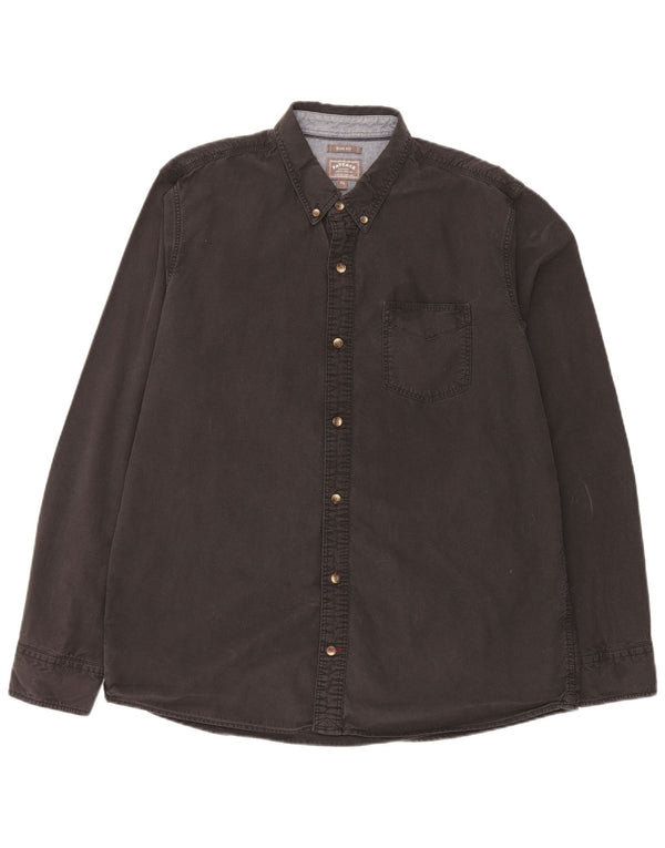 Fat Face Herren Slim Fit Hemd XL Schwarz Baumwolle