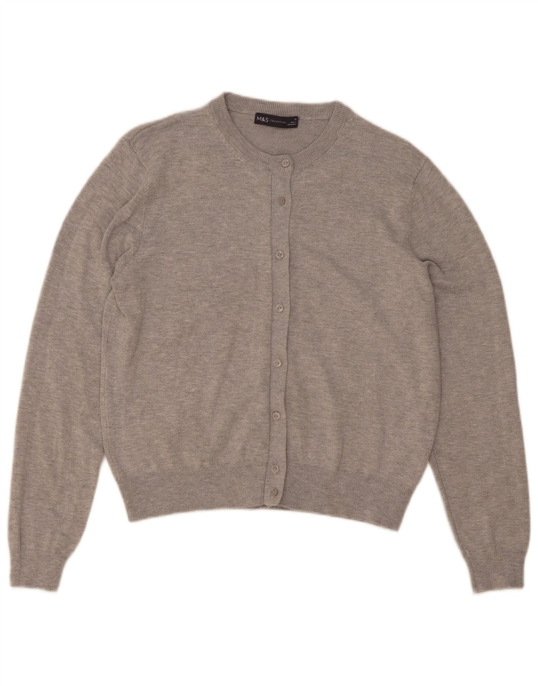 Marks & Spencer Damen-Cardigan-Pullover UK 12 Mittelgrau gefleckte Viskose