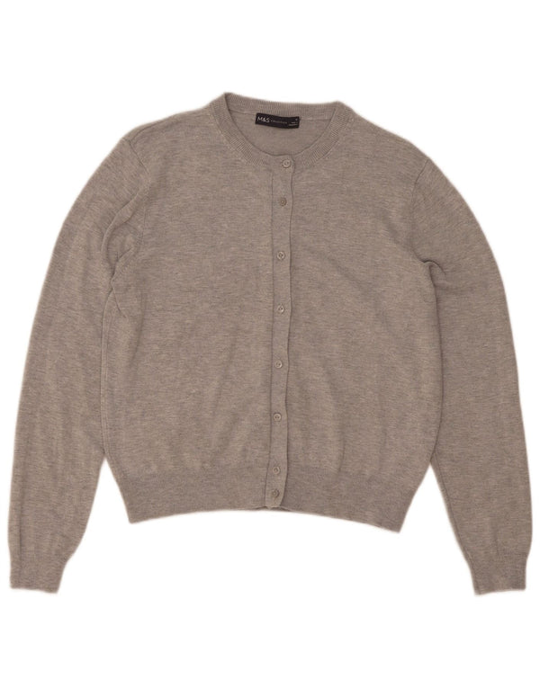 Marks & Spencer Damen-Cardigan-Pullover UK 12 Mittelgrau gefleckte Viskose