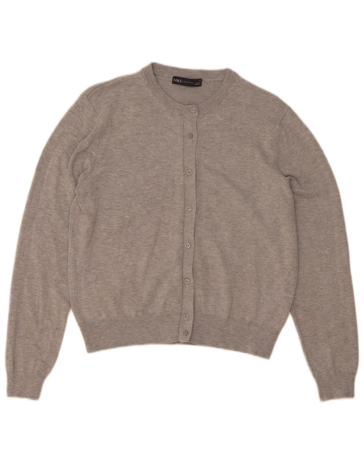 Marks & Spencer Damen-Cardigan-Pullover UK 12 Mittelgrau gefleckte Viskose