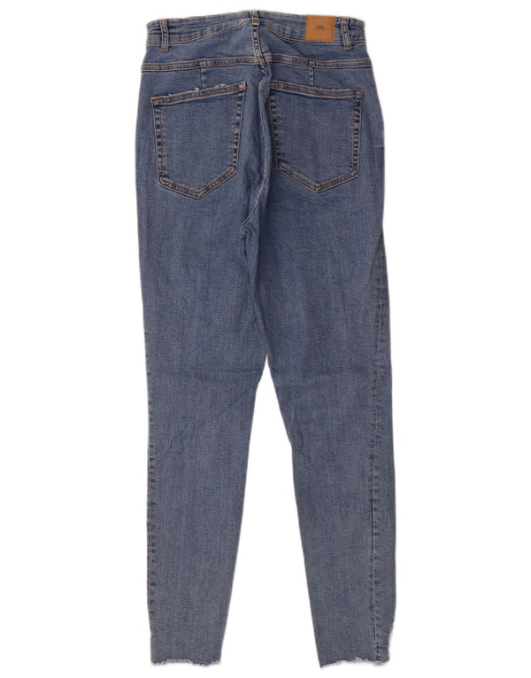 ZARA Damen-Jeans mit hoher Taille, Röhrenjeans, EU 42, Größe L, W32, L28, Blau, Baumwolle