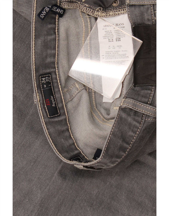 Armani Damen Regular Straight Jeans W34 L32 Graue Baumwolle