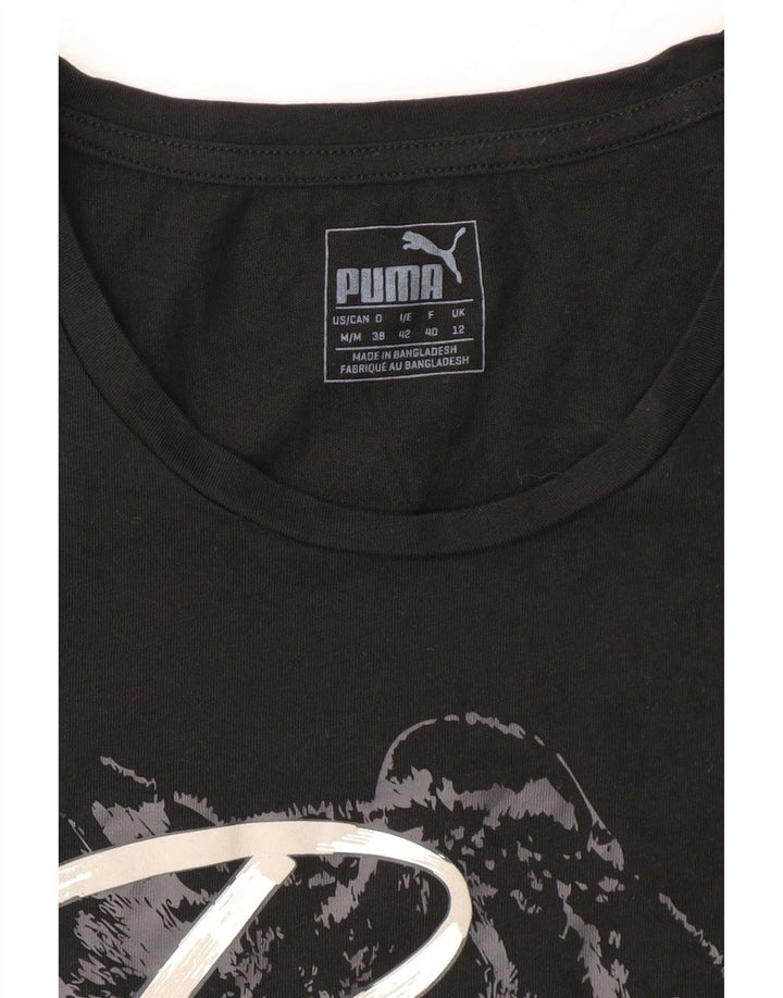 Puma Damen Graphic T-Shirt Top UK 12 Medium Schwarz