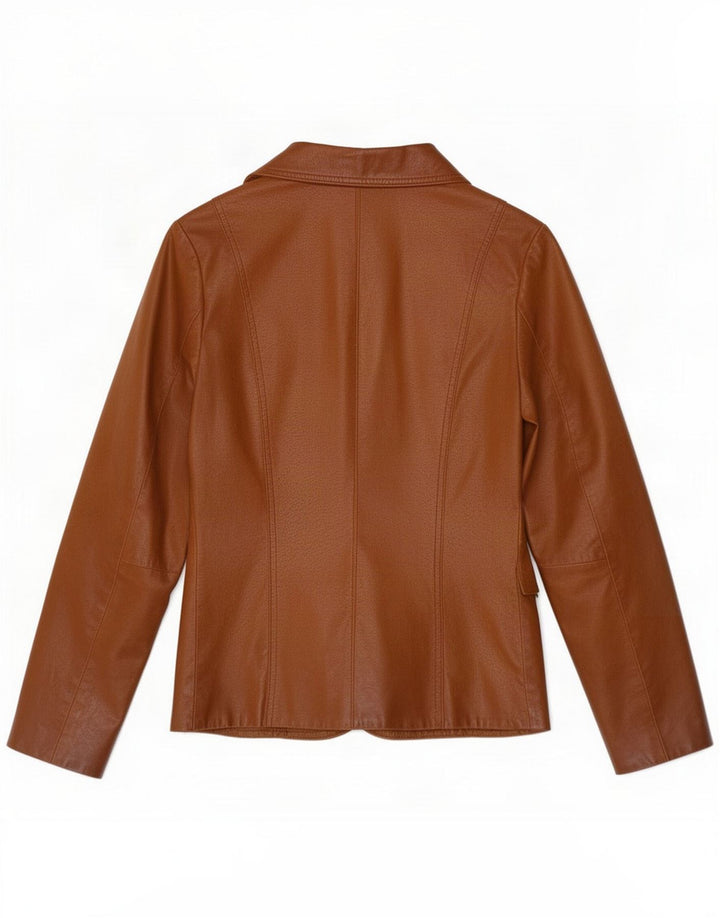 Bay Damen 3-Knopf-Lederblazerjacke UK 8 Small Brown