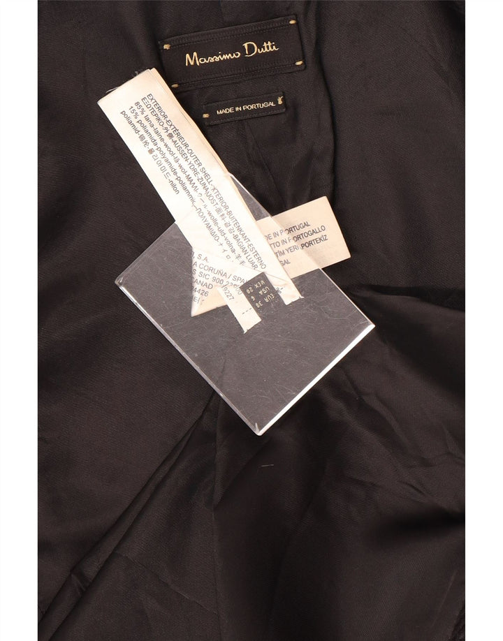 Massimo Dutti Damen Zweireihiger Mantel EU 38 Kleine schwarze Wolle