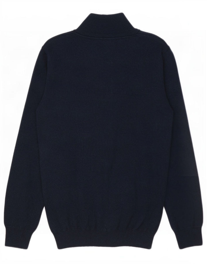 Superdry Herren-Pullover mit Reißverschluss am Hals, Größe S, marineblaue Baumwolle