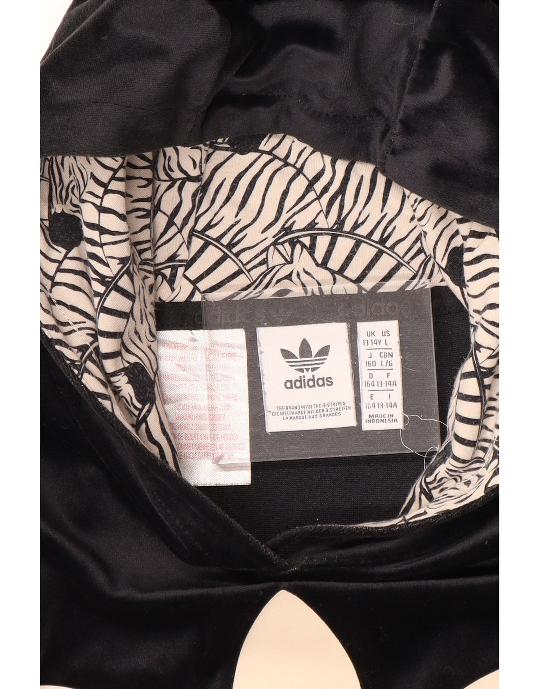 ADIDAS Mädchen Graphic Velour Hoodie Pullover 13-14 Jahre Schwarz