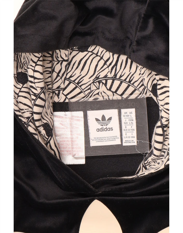 ADIDAS Mädchen Graphic Velour Hoodie Pullover 13-14 Jahre Schwarz