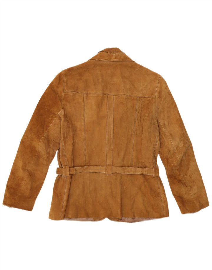 VINTAGE Damen-Blazerjacke aus Wildleder mit 3 Knöpfen, Größe S, Größe S, Beige, Wildleder