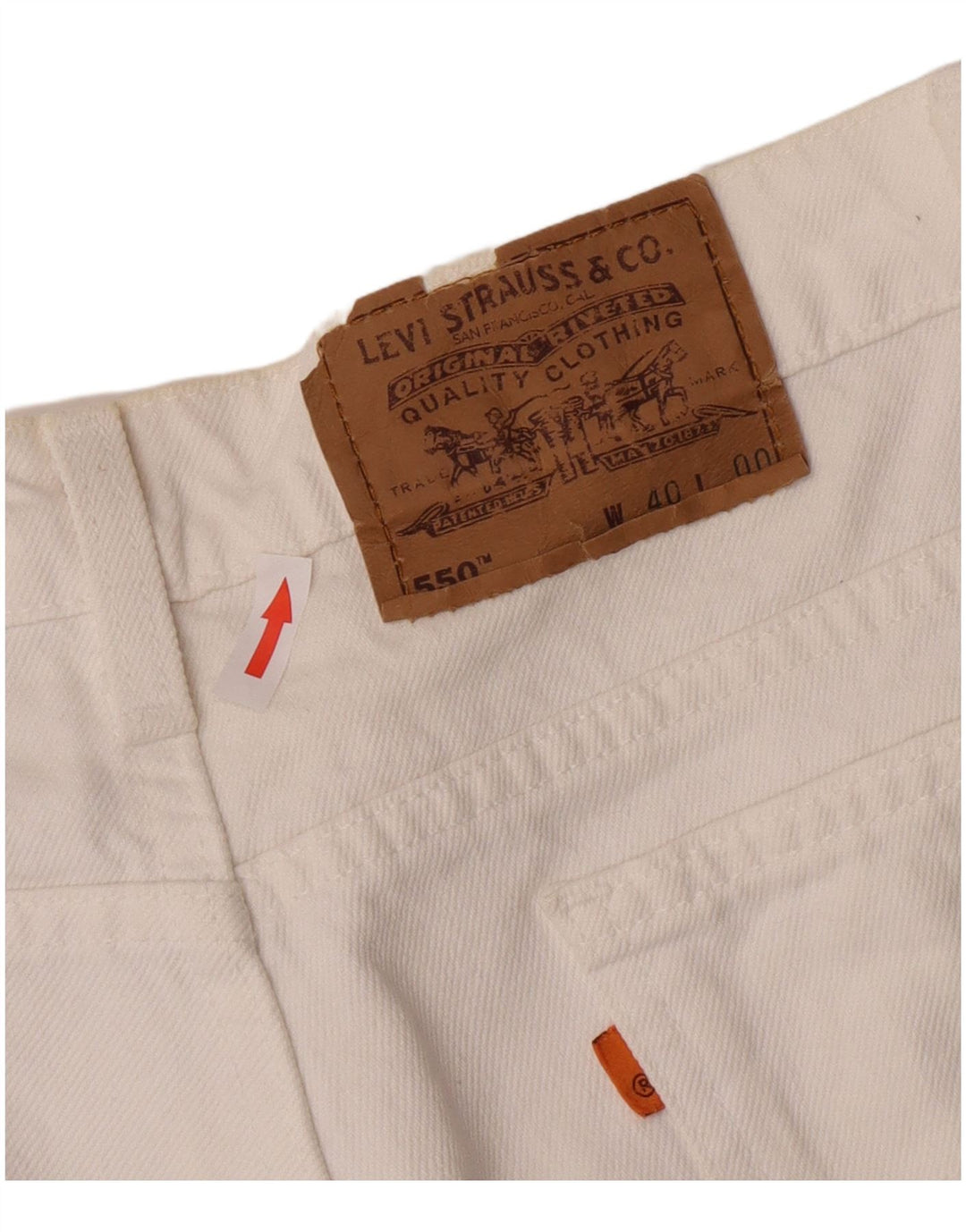 Levi's Herren 550 Denim Shorts W40 XL Weiße Baumwolle