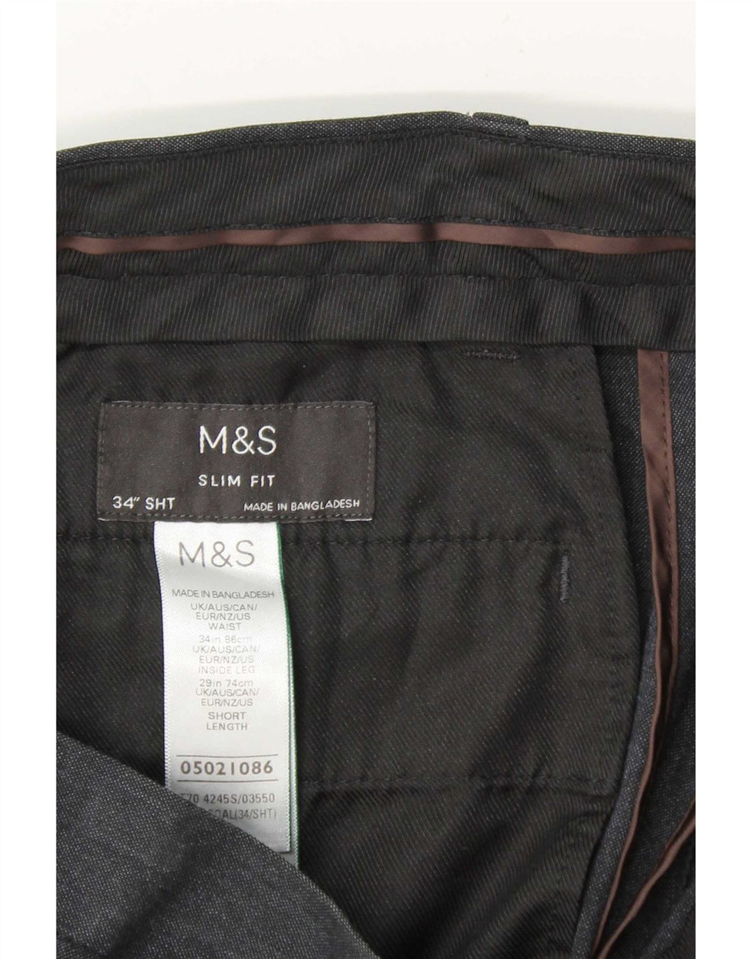 Marks & Spencer Herren Slim Fit Chinohose W34 L29 Marineblau Polyester