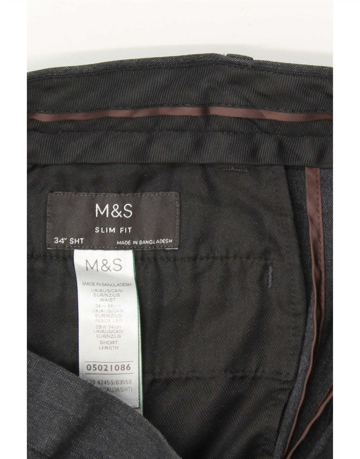 Marks & Spencer Herren Slim Fit Chinohose W34 L29 Marineblau Polyester