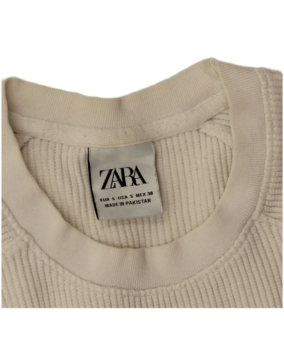 Übergroßes T-Shirt-Oberteil von Zara für Damen, UK 10, Größe S, weiße Baumwolle