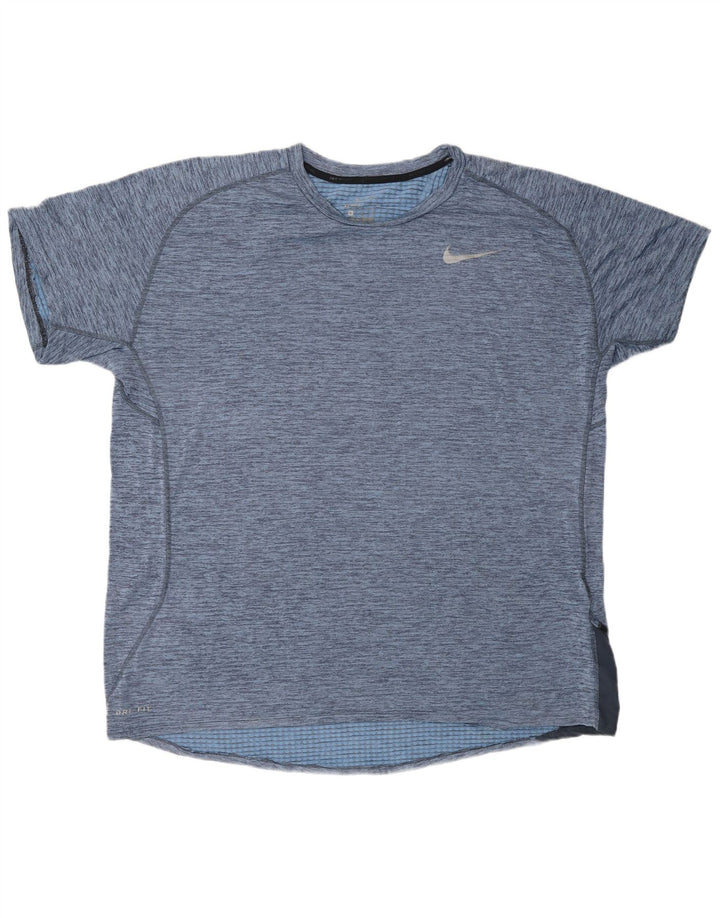 NIKE Herren Dri Fit T-Shirt Top XL Blau geflecktes Polyester