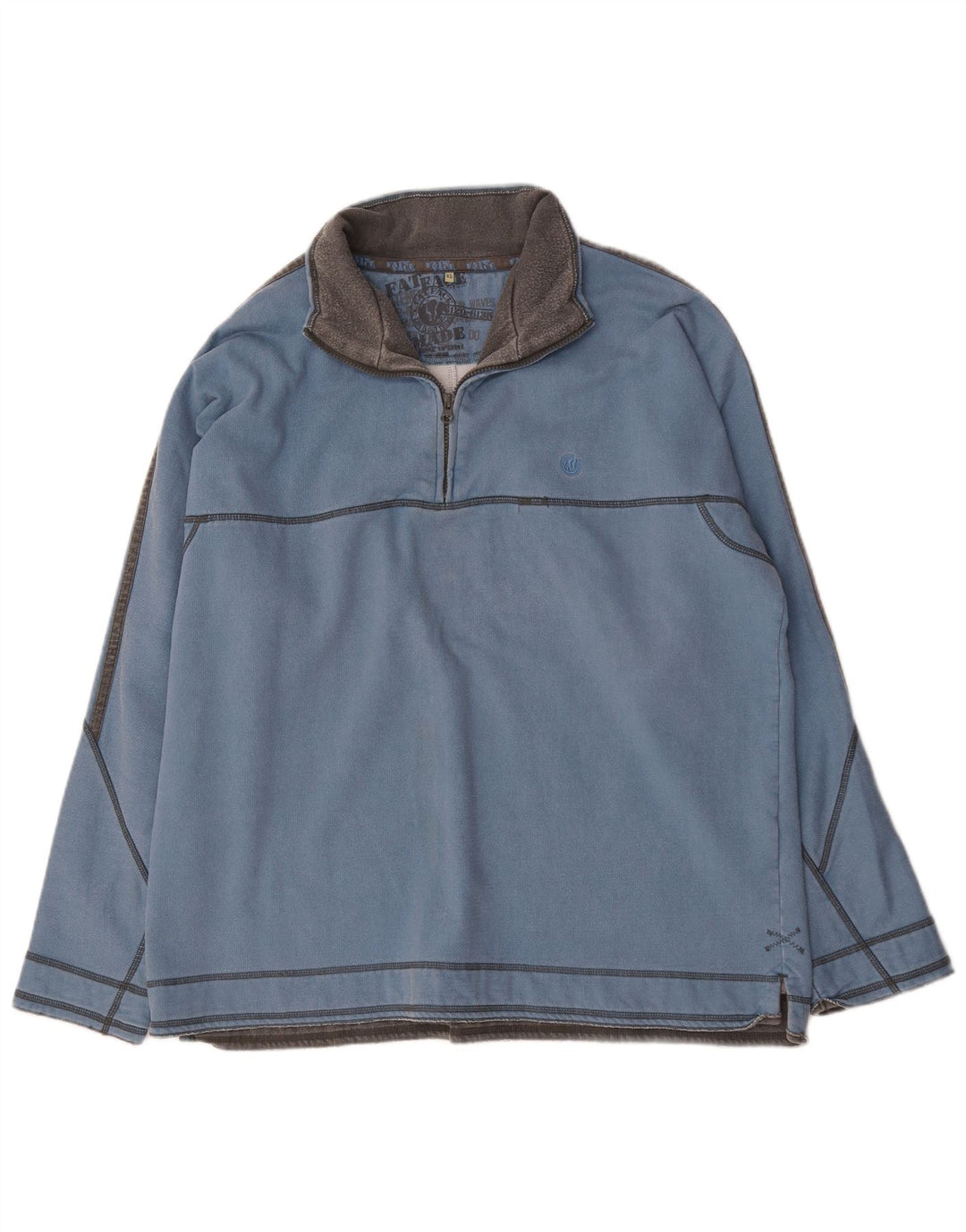 Fat Face Herren-Sweatshirt mit Reißverschluss am Hals, XL, Blau, Baumwolle