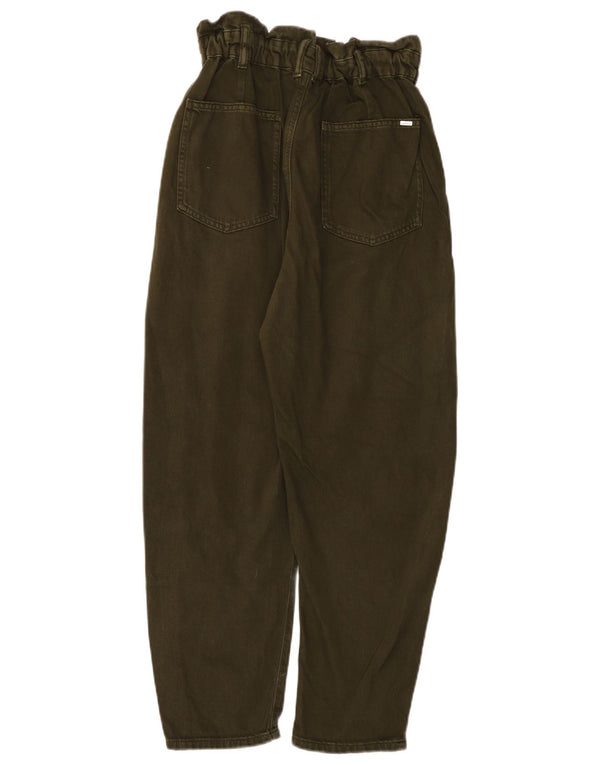 Zara Damen-Hose mit hoher Taille, lockere Passform, verkürzte Hose, EU 38, Größe S, W28, L26, Khaki