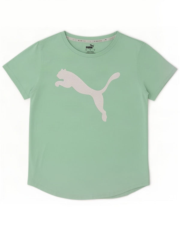Puma Damen Grafik T-Shirt Top UK 10 Small Grün Polyester