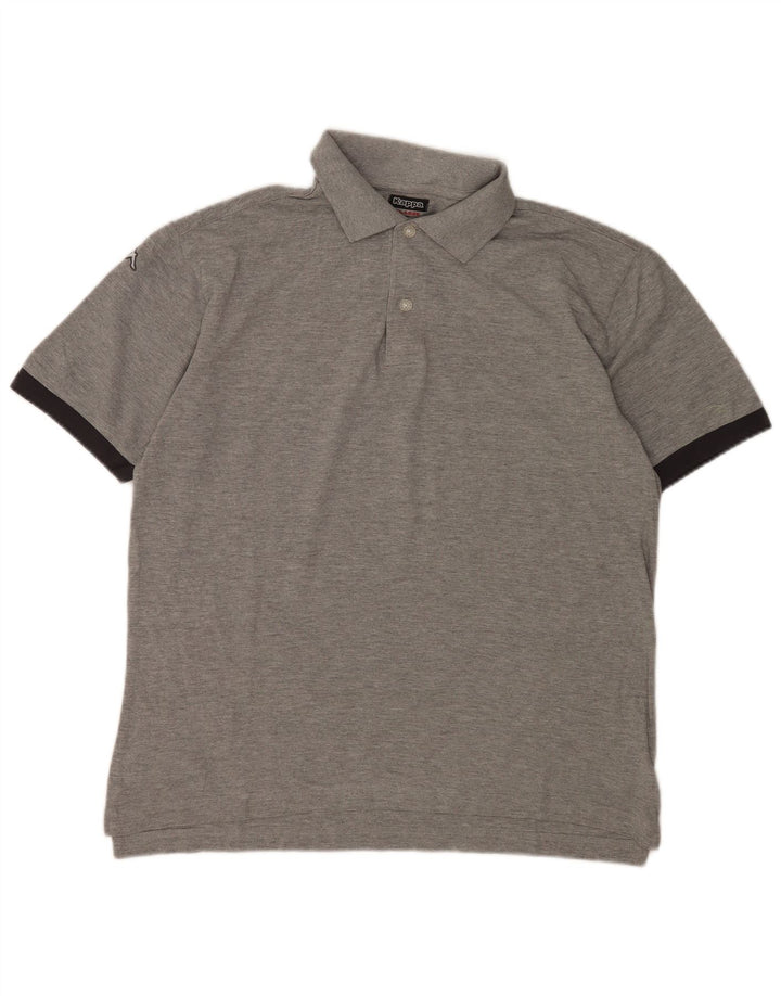 KAPPA Herren-Poloshirt mit Grafik, groß, graue Farbblock-Baumwolle