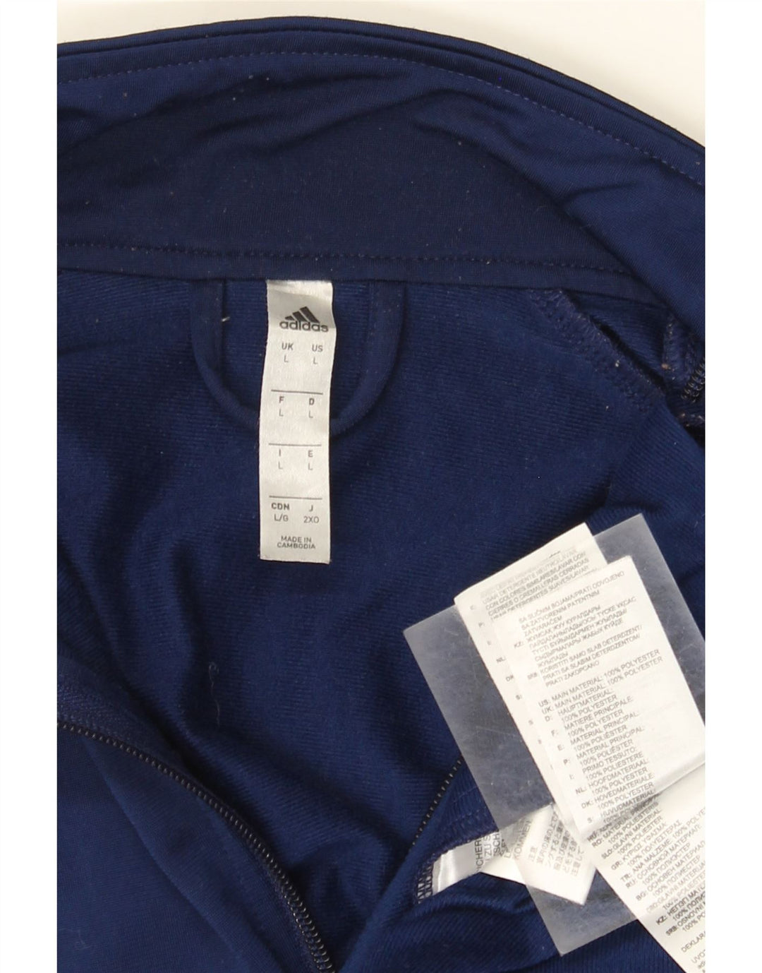 Adidas Herren-Trainingsanzug-Oberteil, große Jacke aus marineblauem Polyester