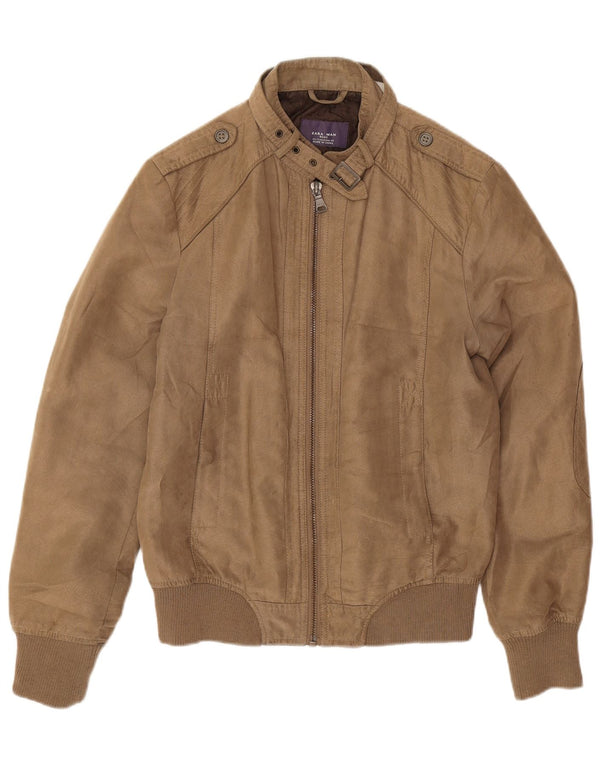 Zara Herren Militär Bomberjacke UK 36 Small Braun
