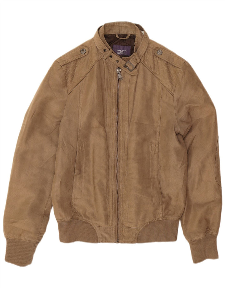 Zara Herren Militär Bomberjacke UK 36 Small Braun