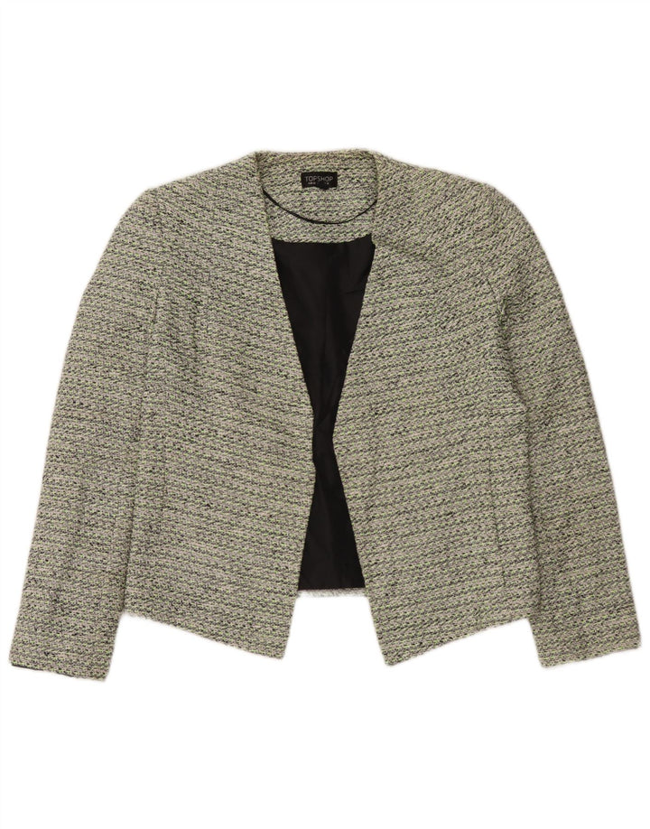 Topshop Womens Open Blazer Jacke UK 12 Mittelgrüne Baumwolle