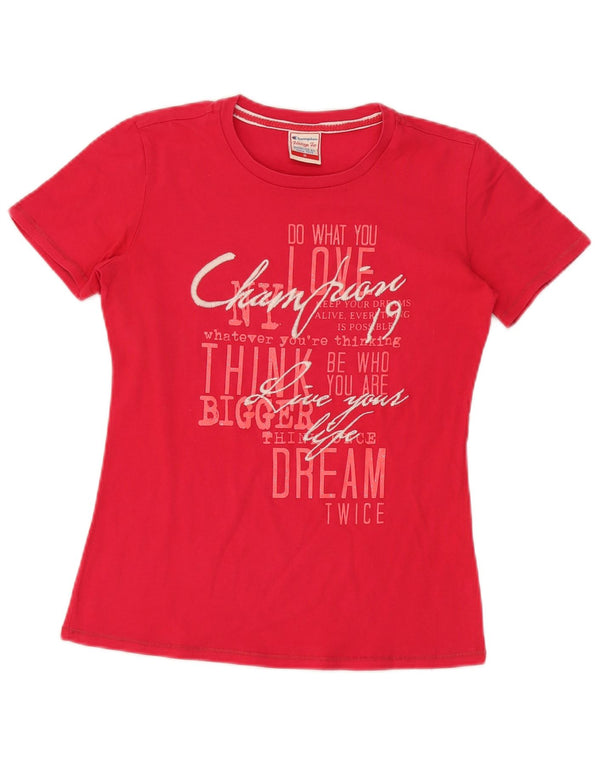 Champion Damen Heritage Fit Graphic T-Shirt Top UK 12 Mittelrot