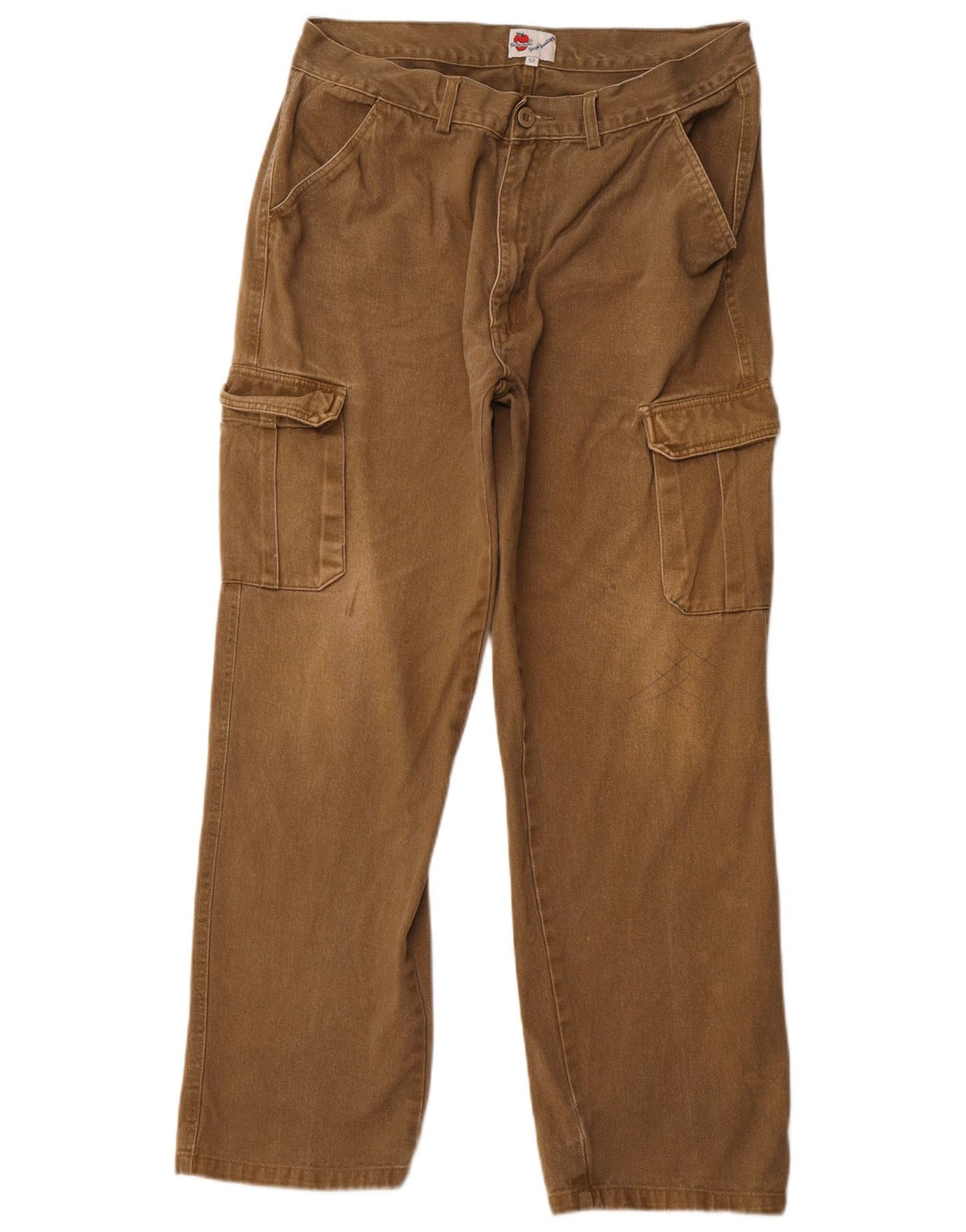 VINTAGE Herren gerade Cargohose EU 52 XL W36 L30 Khaki Baumwolle