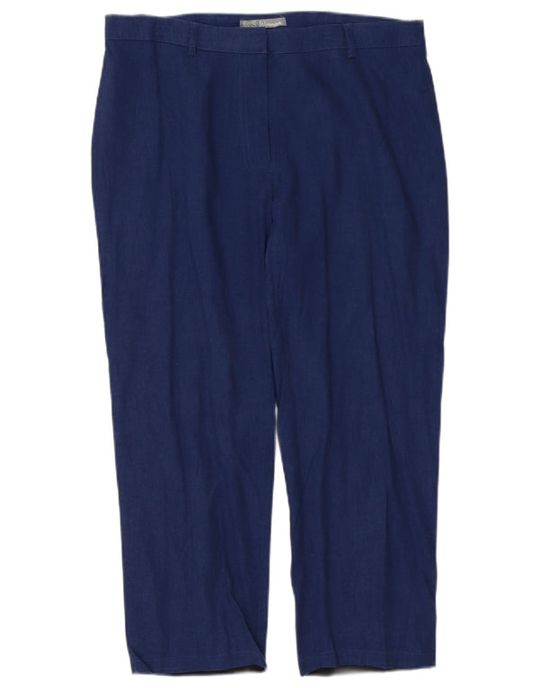 Marks & Spencer Damen Caprihose UK 12 Medium W32 L23 Blaues Leinen