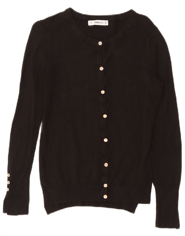 Zara Damen-Cardigan-Pullover UK 10 Kleine schwarze Viskose