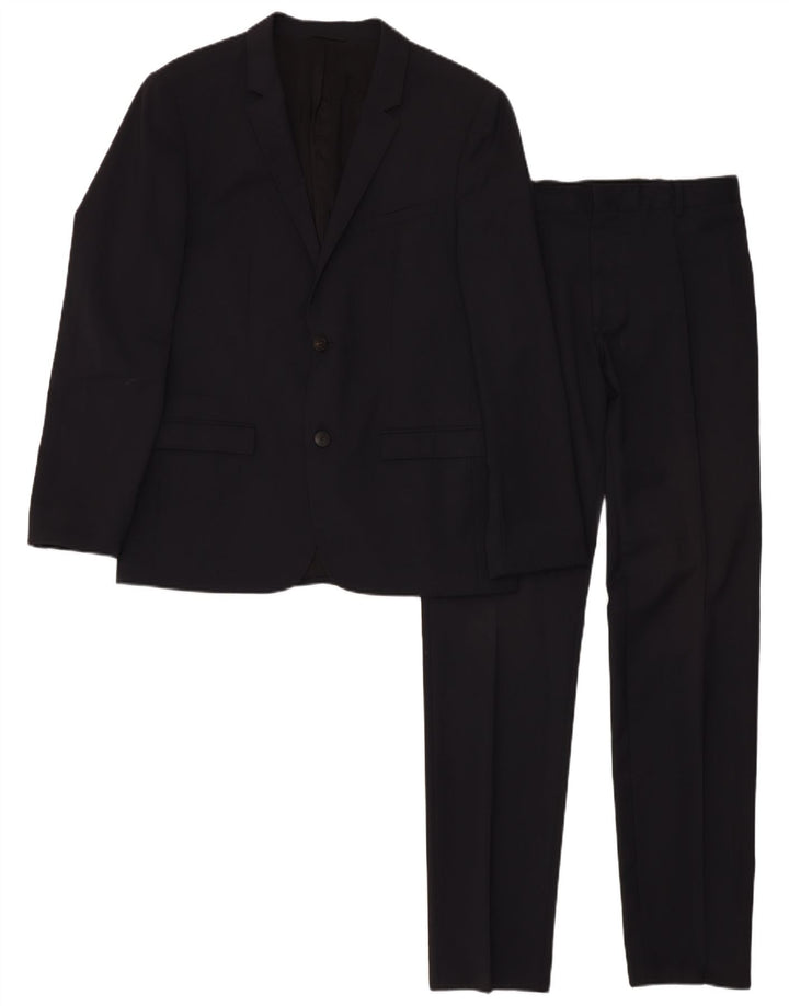 Calvin Klein Herren-Anzug mit 2 Knöpfen, 2-teilig, IT 50, Größe L, W34, L33, schwarze Wolle