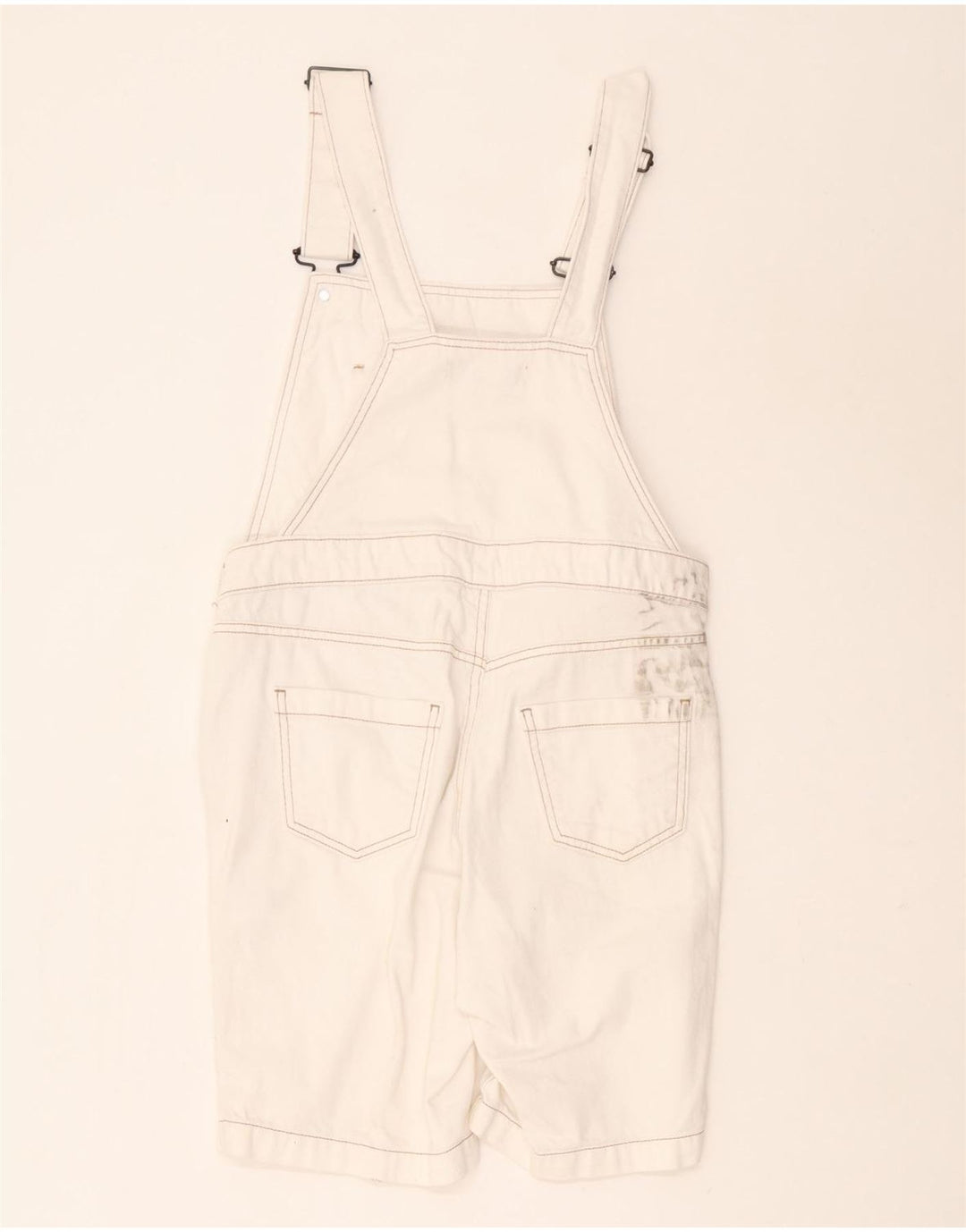 White Stuff Damen Latzhose Shorts UK 8 Small W30 Weiße Baumwolle