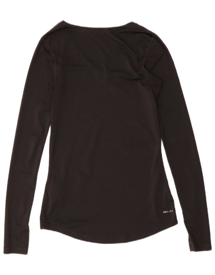 Nike Damen Dri Fit Top Langarm UK 8 Small Schwarz Polyester