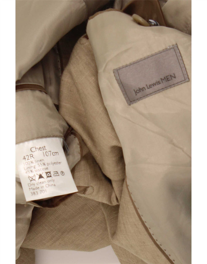 John Lewis Herren 2-Knopf-Blazerjacke UK 42 XL Beige Leinen