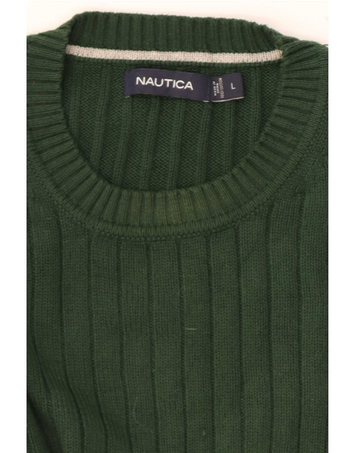 Nautica Herren-Pullover mit Rundhalsausschnitt, Größe L, Grün