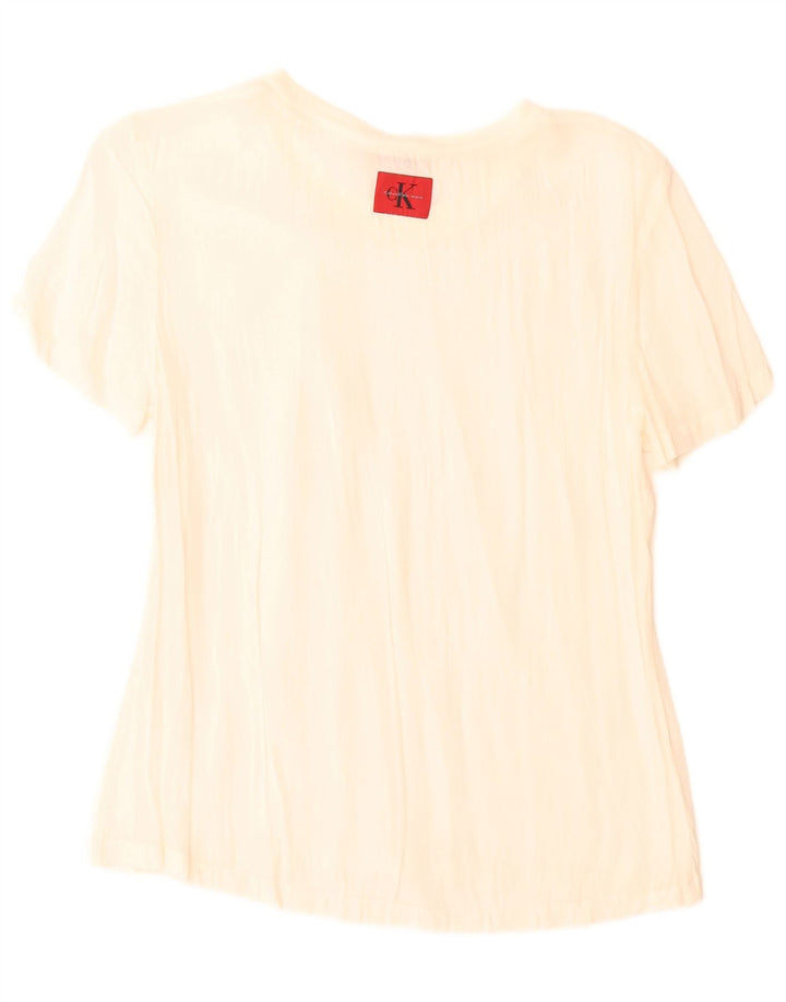 Calvin Klein Jeans Damen Bluse Top UK 10 Small Off White