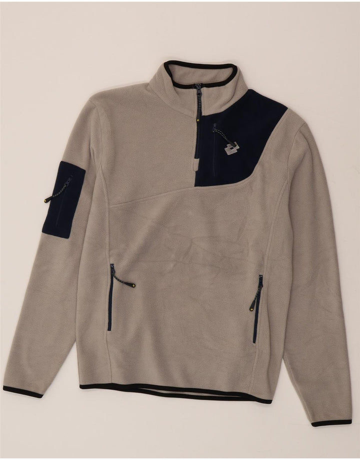 Lotto Herren-Fleecepullover mit Reißverschluss am Hals, großes graues Farbblock-Polyester