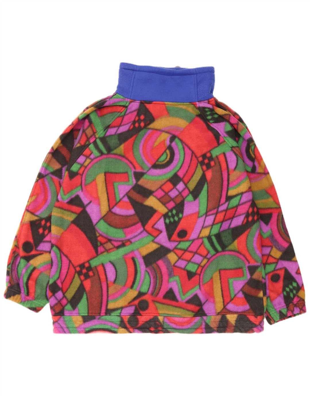 Vintage Herren-Fleece-Pullover mit lockerer Passform, klein, mehrfarbig, geometrisch