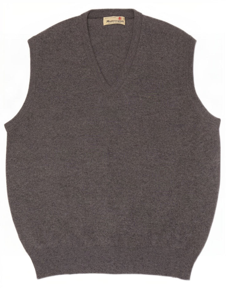 Munrospun Herren Weste Tank Top EU 52 Große graue Wolle