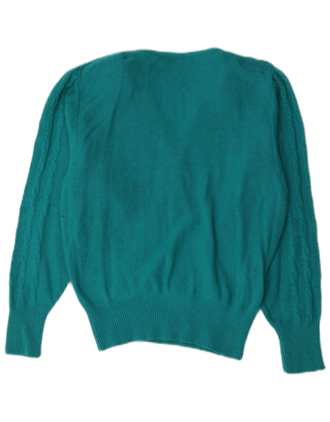 Vintage Damen V-Ausschnitt Pullover Pullover UK 14 Große blaue Wolle