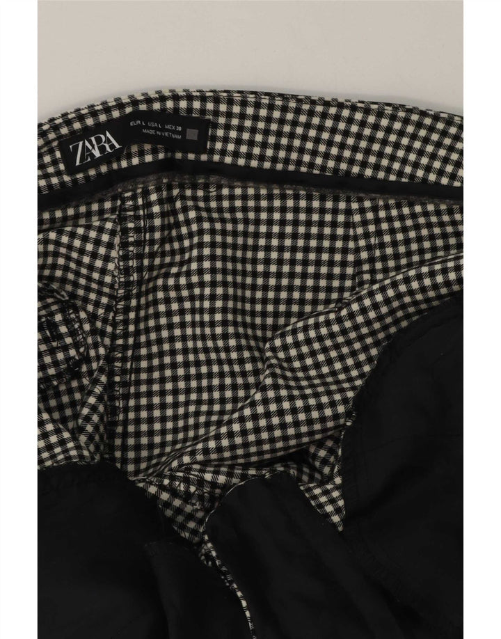Zara Slim Chino-Hose für Damen, Größe L, W30, L27, Grau, Gingham