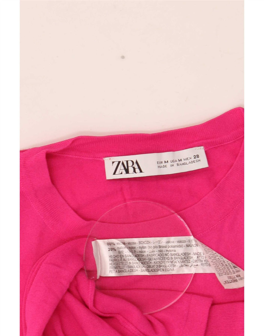 Zara Damen T-Shirt Top UK 12 Mittelrosa Viskose