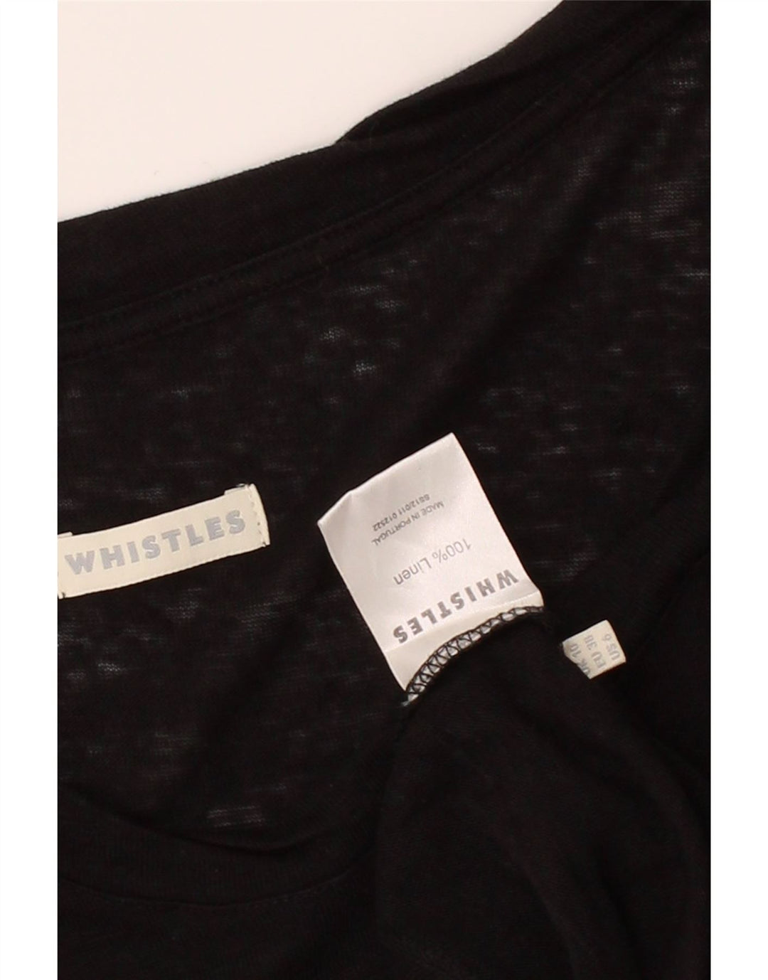 WHISTLE Womens Oversized Top Long Sleeve UK 10 Small Black Linen Vintage Whistle and Second-Hand Whistle from Messina Hembry 