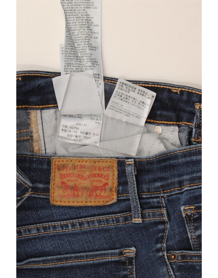 LEVI'S Damen 714 Straight Jeans W30 L32 Blaue Baumwolle