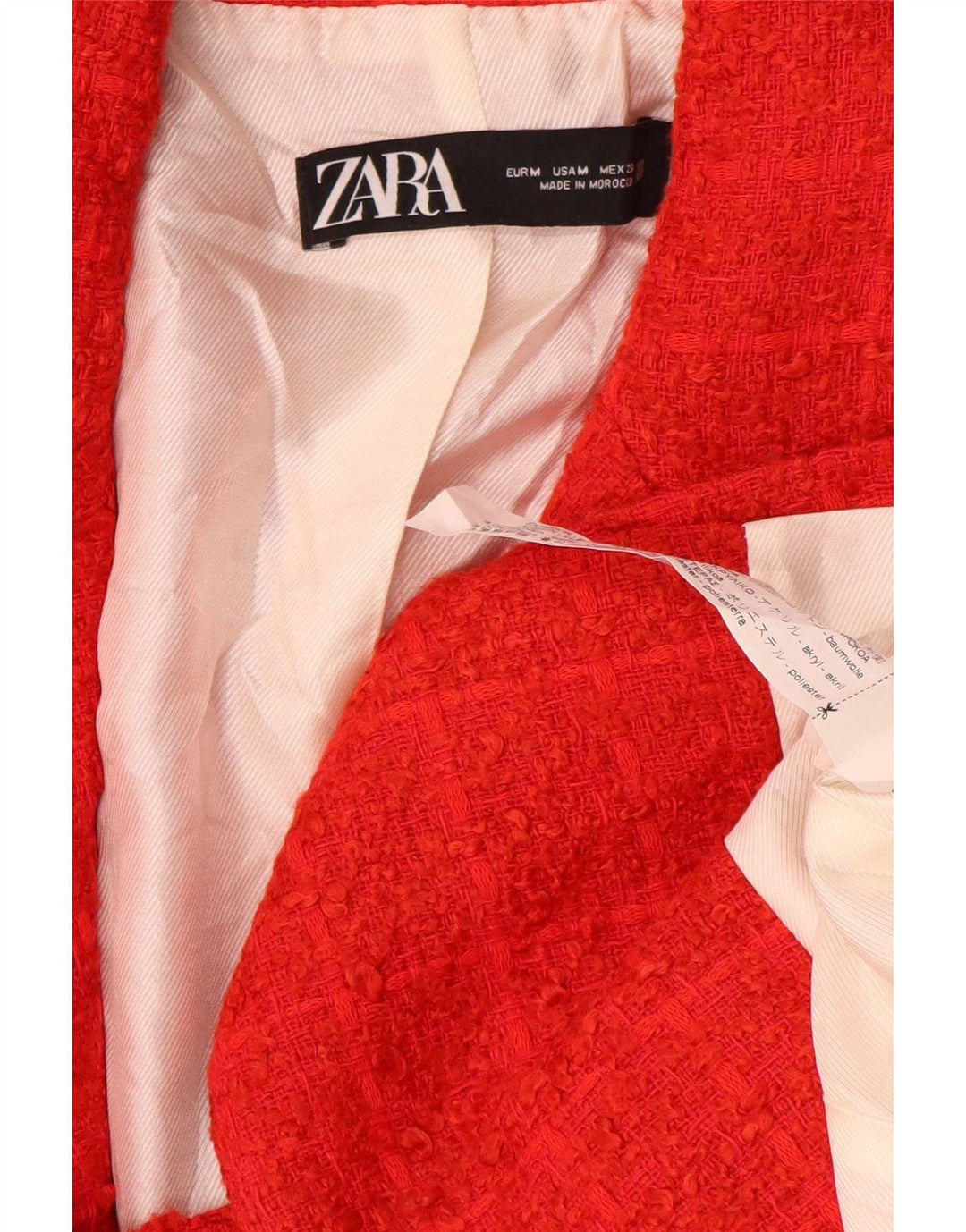Zweireihiger Blazer für Damen von Zara, UK 12, mittelrot, kariert, Baumwolle