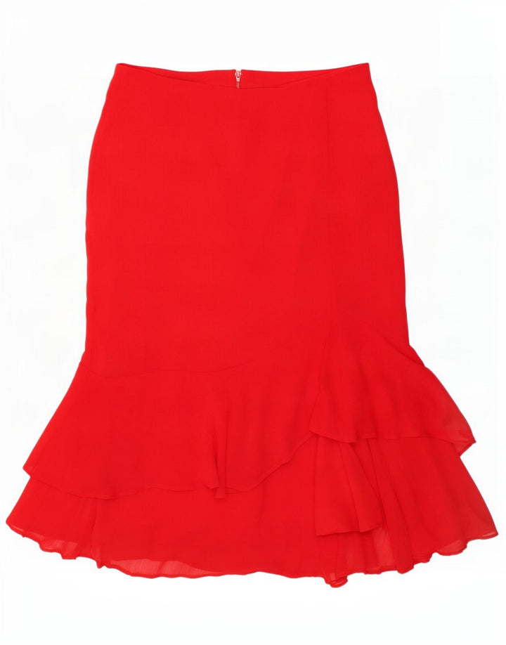 Marks & Spencer Damen Rüschenrock UK 12 Medium W32 Rot Polyester